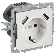 Розетка BRITE РЮш10-1-БрАБ 16А с USB A+A 2.1А с заземл. защ. шторки механизм арктич. бел. IEK BR-R14-16-U21-D21-K91
