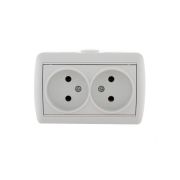 Розетка 2-м ОП Nata 16А IP20 без заземл. керамика бел. LEZARD 710-0200-128