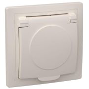 Розетка 1-м СП Кварта РСб10-3-ККм 16А IP20 с заземл. с крышкой крем. GENERICA ERK15-K33-16-DM